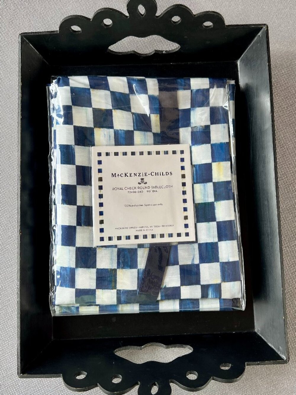 MacKenzie-Childs Royal Check 90" Round Tablecloth